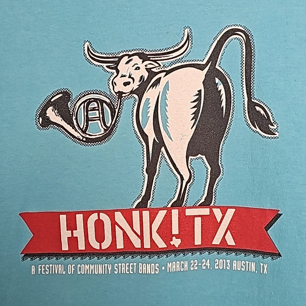 Honk TX event T-shirt Austin, TX March 2013 XL cow cattle logo unisex - Picture 2 of 5